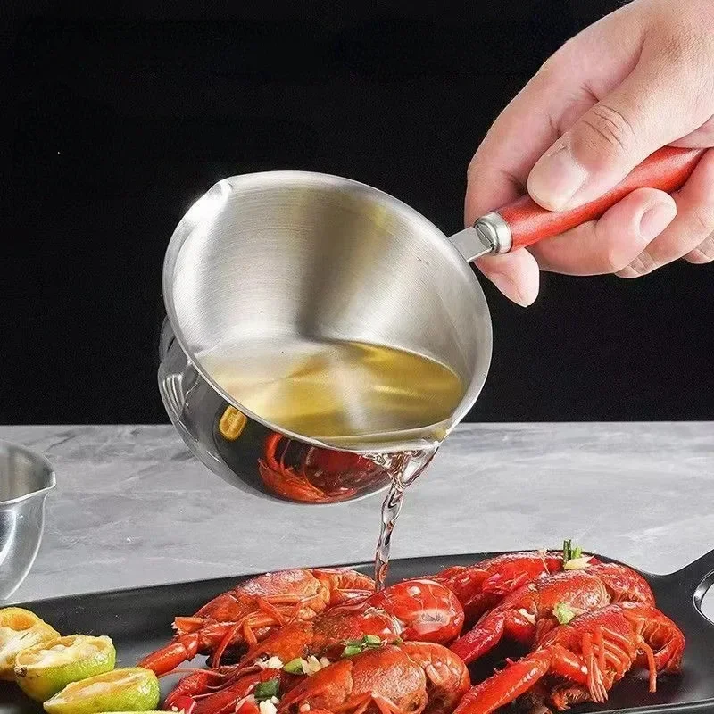 Mini Stainless Steel Hot Oil Pot Small Sauce Pan for Boiling Butter Melting Pot Butter Warmer Pot for Various Cooking Tasks