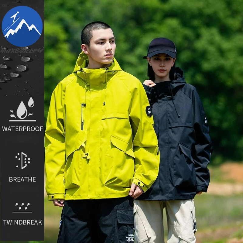 

Maxbarley Gorpcore Jacket Men Outdoor Hiking Hunting Waterproof Windbreaker chaqueta Man Autumn 2025 New Work Riding Hooded Coat