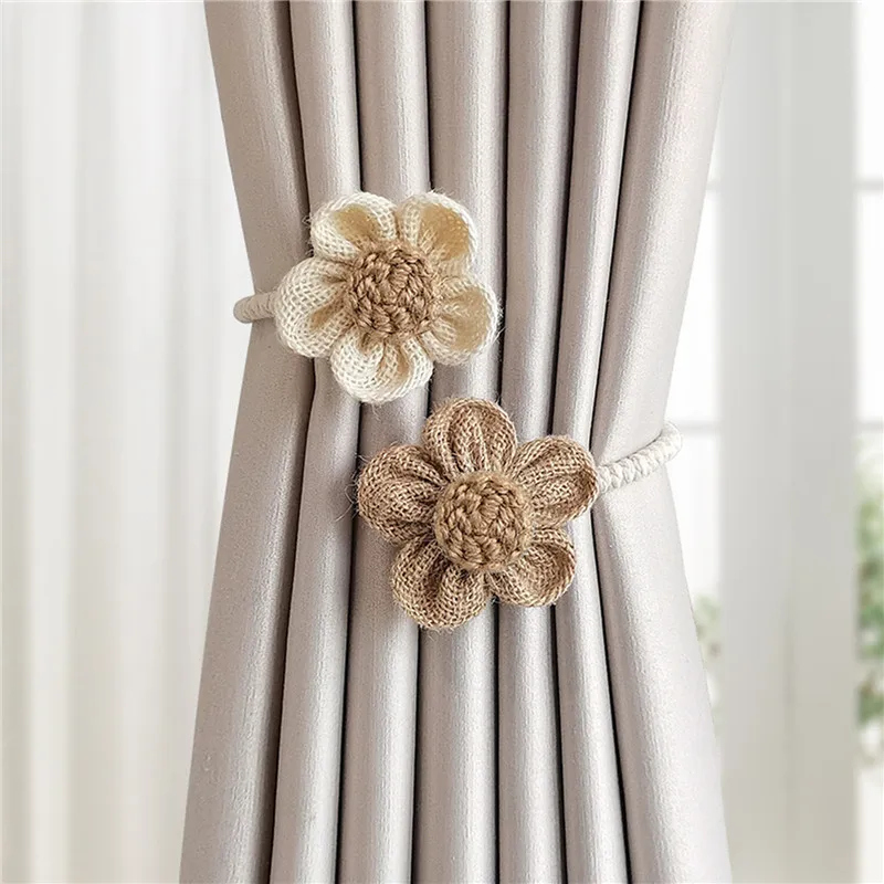 Flower Curtain Magnetic Tie Rope Backs Holdbacks Buckle Clips Accessory Rods Accessoires Hook Holder Home Decorations