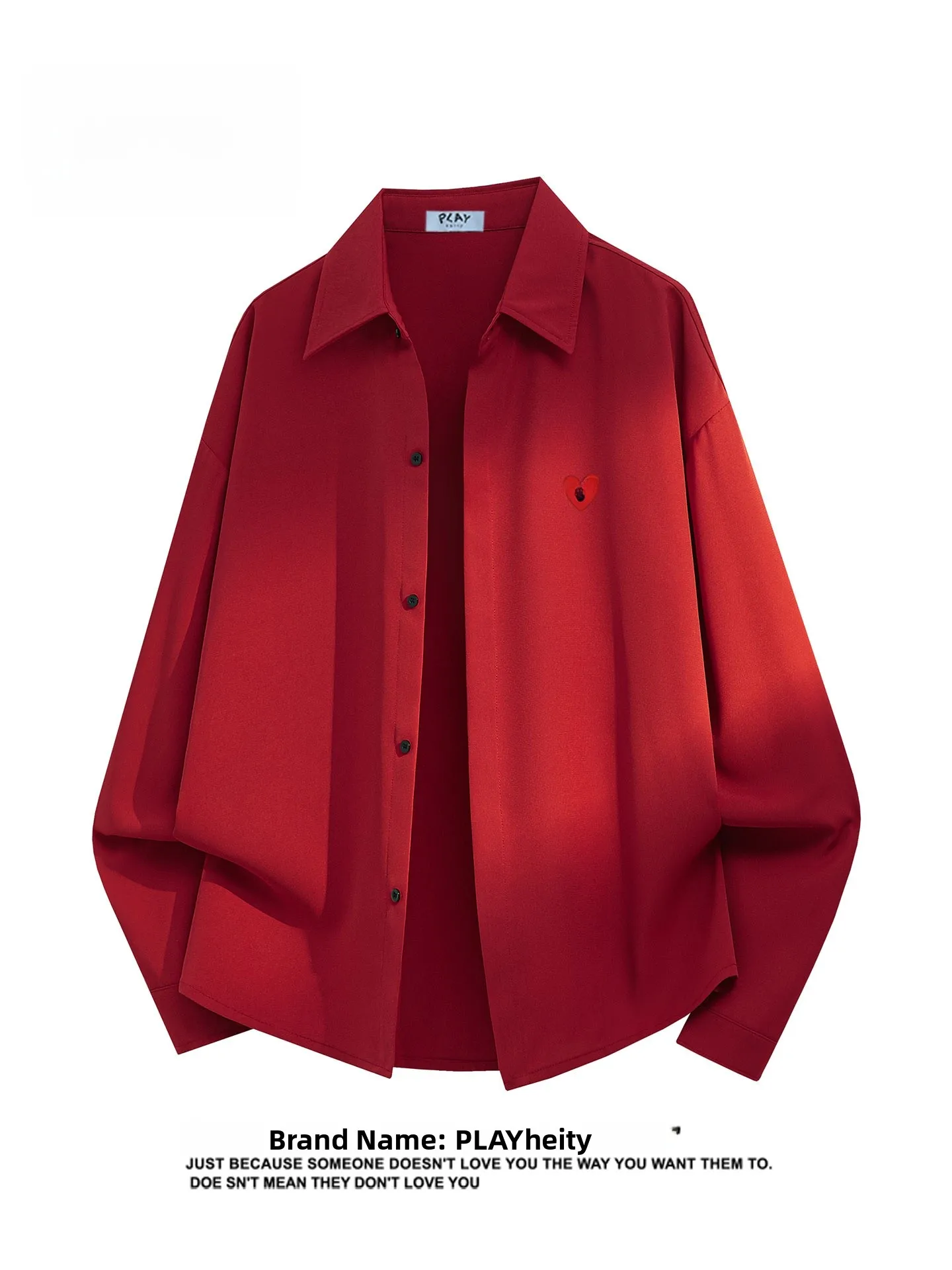 

Play Hei Casual Ice Silk Long Sve irt ex Versatile Simple Color Korean Flavor Couple Matching irt