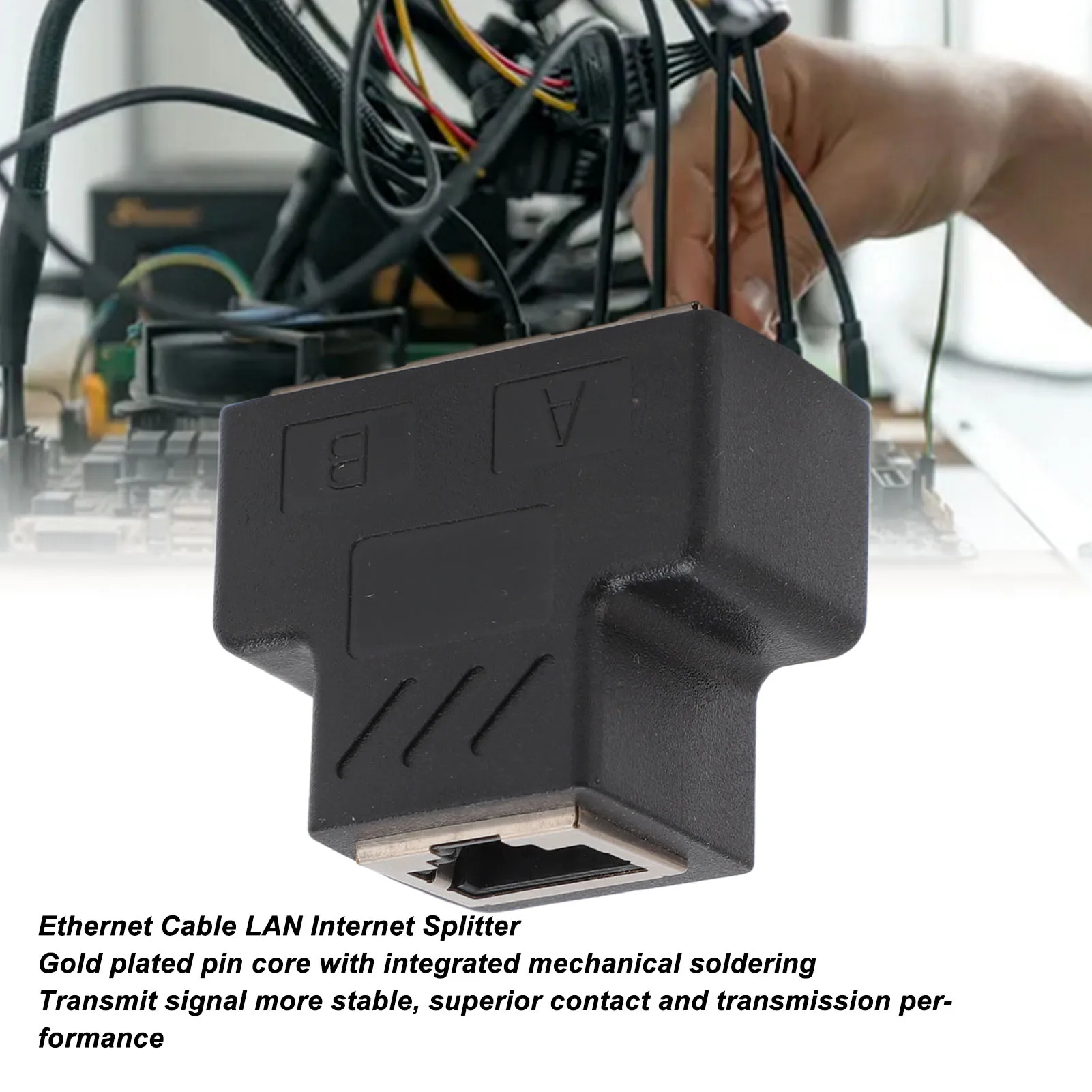 Ethernet Splitter Stable  PVC Practical Automatically Adapted 1 To 2 LAN Network Internet Splitter 8P8C for Router