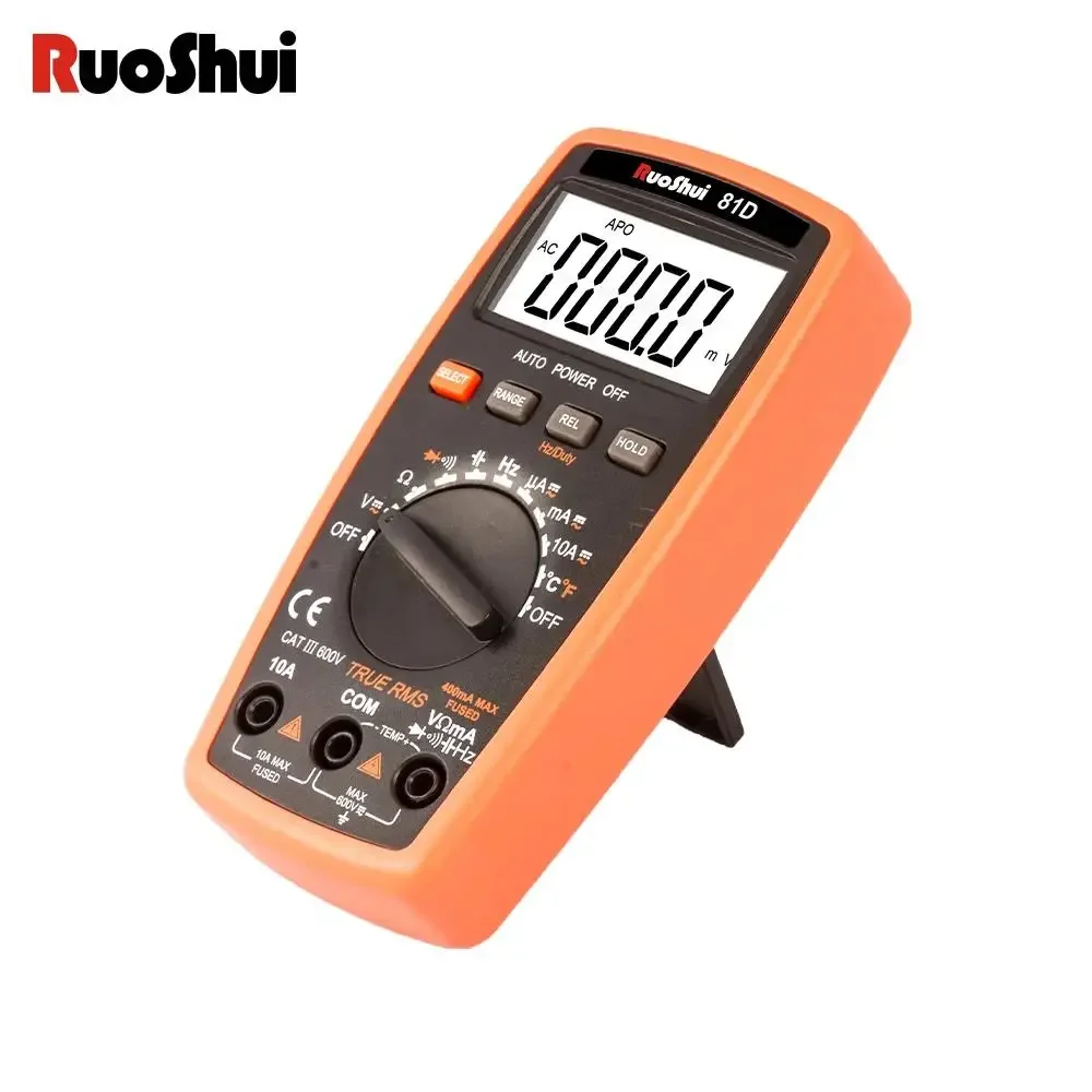 RuoShui 81D Mini Digital Multimeter 3999 Counts True RMS Temperature Capacitance Frequency Diode Tester Auto Range Multimetro