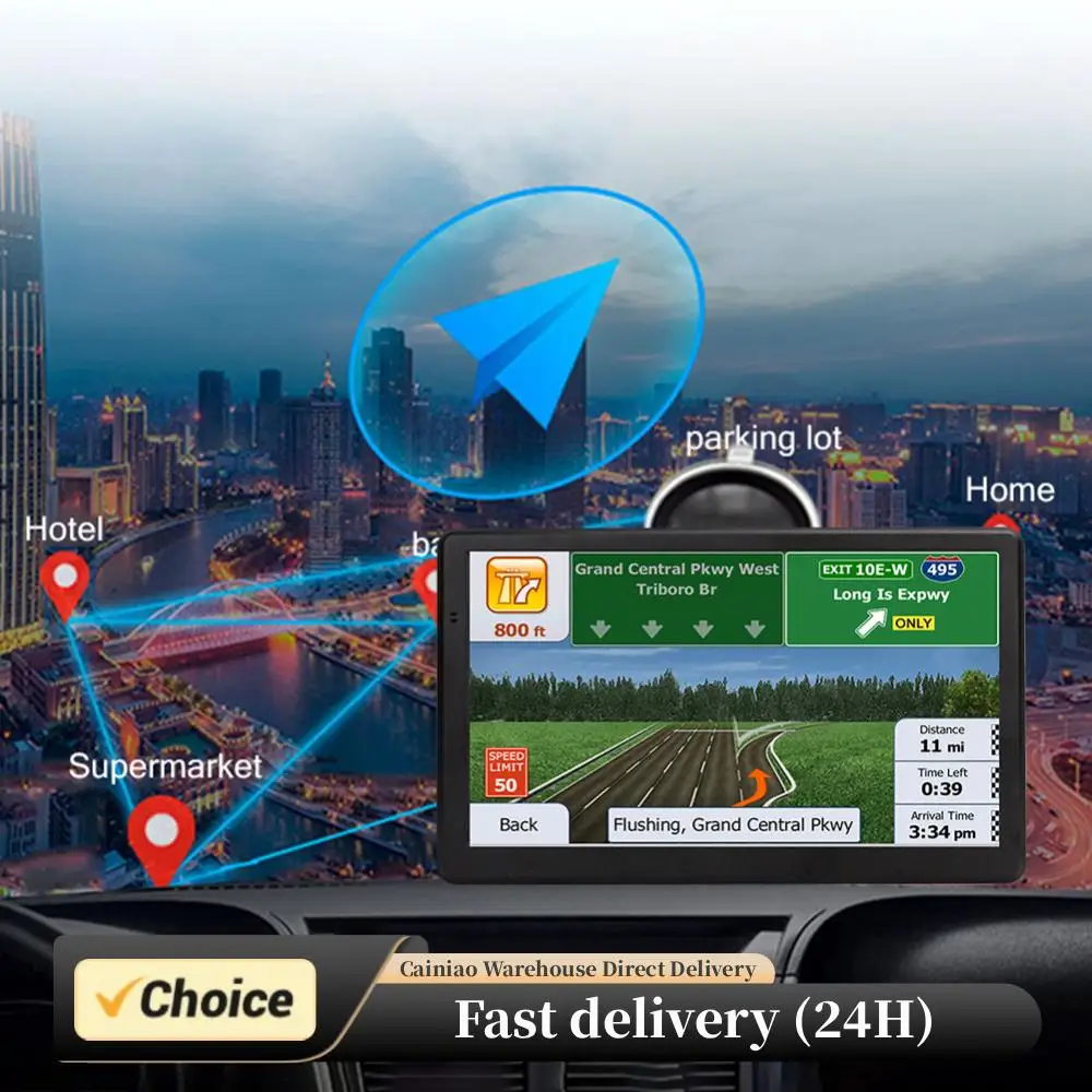 

7-дюймовый HD GPS-навигатор для автомобиля с FM-трансмиттером, встроенным динамиком, портативный навигатор, 256 МБ + 8 ГБ, USB, TF, голосовые подсказки