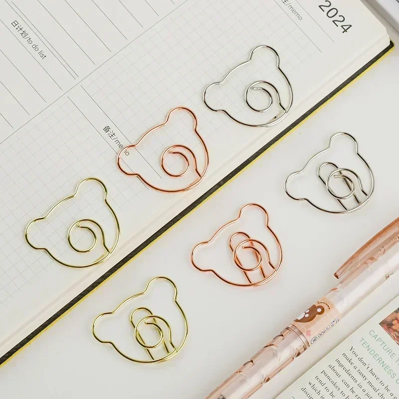 10pcs Cute Bear Paper Clips Kawaii File Tickets Photo Holder Binder Clips Clamp Patchwork Clips Bookmark Office Binding Supplies