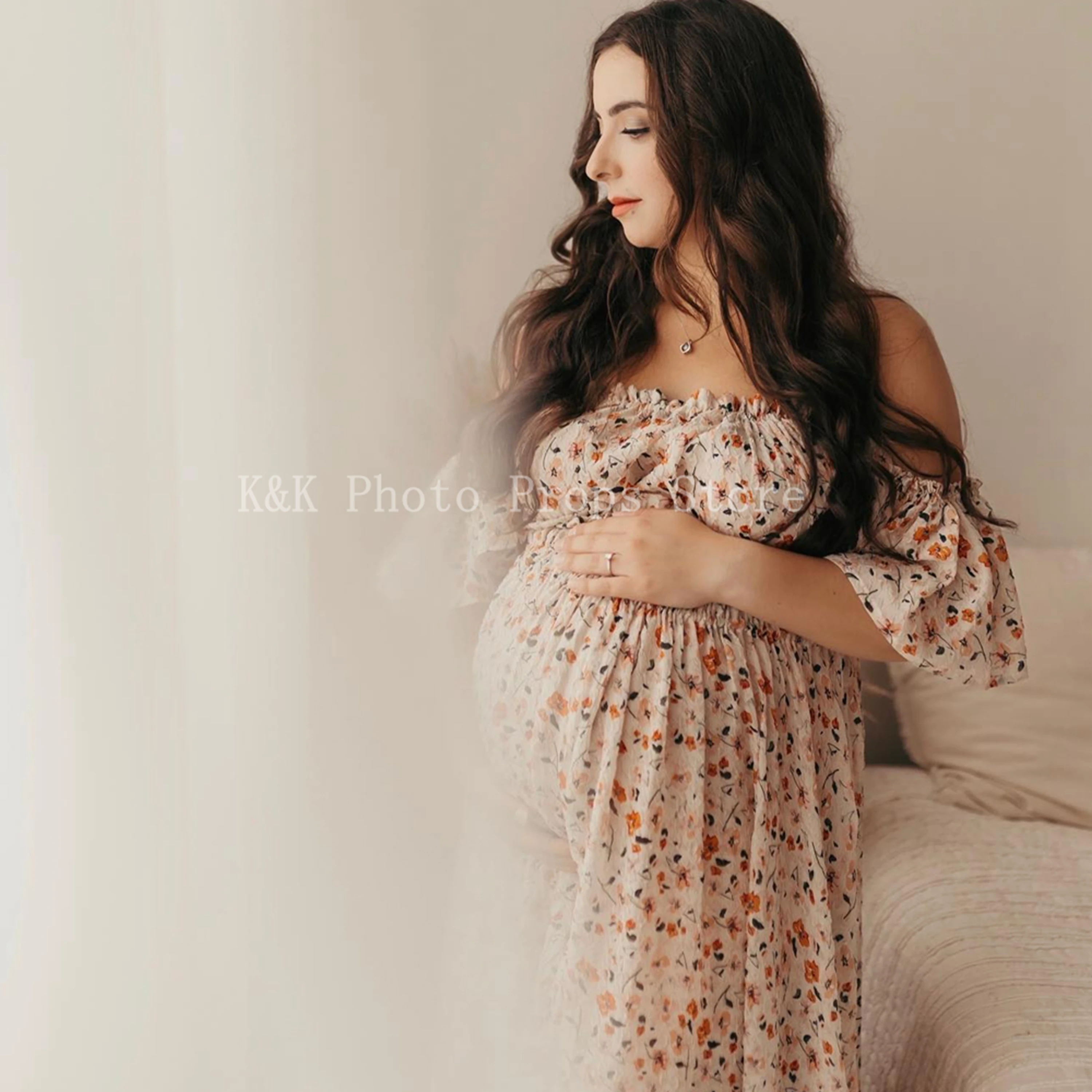 Boho Maternity Dress For Photoshoot Set Long Sleeve and Short Sleeve Blouses for Women -Maternity Gowns Photography