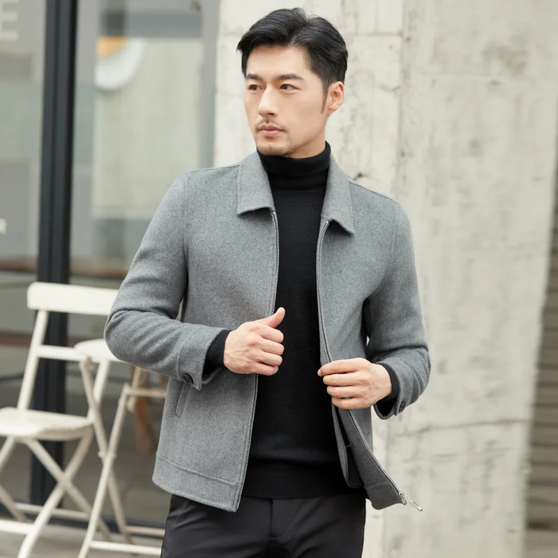 

2023 New Fashion Winter 100% Wool Men's Jacket Zipper Thickened Warm Business Leisure Luxury Gentlemen's Jacket Free Shipping