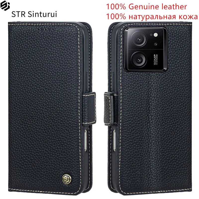 

STR Genuine leather lychee grain card Slot Wallet Cover For Xiaomi Redmi K60 K50 Ultra Pro Gaming K50i shockproof phone Case