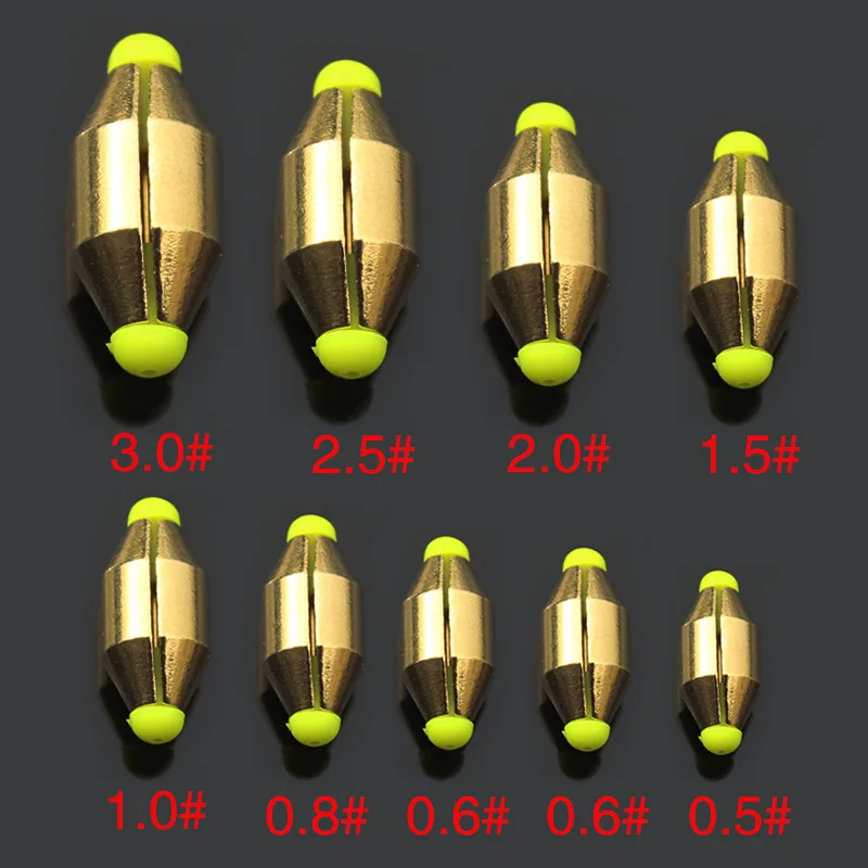 Lot 5 Pieces Accessories for Fishing Copper Weight Down Sinker Water Bronze Materials Float Balancer Gold Color
