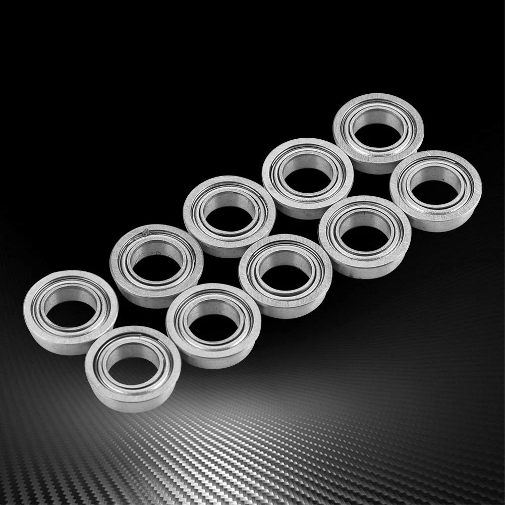AT63 10Pcs MF106ZZ Flanged Ball Bearings, ID 6mm OD 10mm Stainless Steel Mini U Type for Groove Pulley, Low Noise Precision