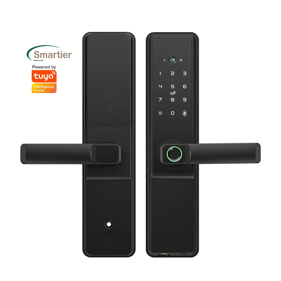 

Smartier Digital Handle Tuya App Smart Home Lock Keyless Entry Electronic Fingerprint Smart Door Lock With Cat Eye