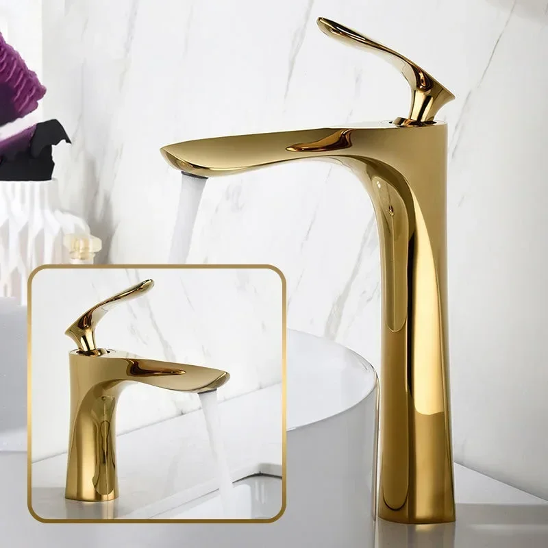 Titanium Basin Hot and Cold Water Faucet Washbasin Basin Heightening Faucet Black Gold Bathroom Nordic Hand Washing Faucet