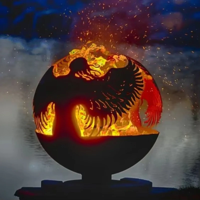 

Round metal garden treasure fire pit outdoor decoration creative heating device