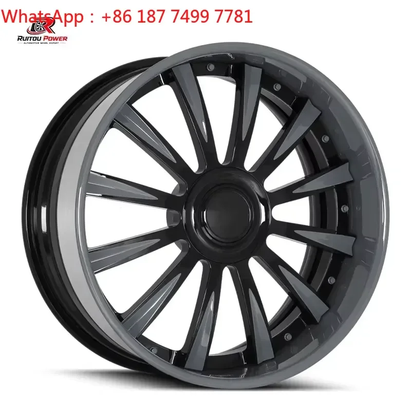 Gloss Black 17-22 Inch Forged Aluminum Multi-Spoke 2-Piece Alloy Wheels Two-Tone Deep Lip Rims for