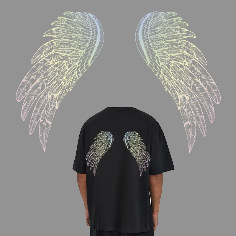 Personality Boys' and girls' T-shirts hoodie DIY colorful angel wings heat transfer home-style iron stickers