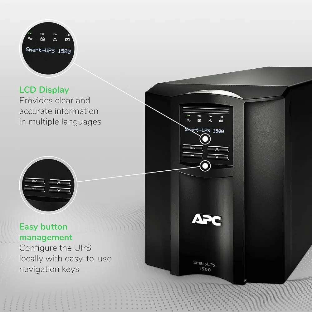 

1500VA Smart UPS with SmartConnect, SMT1500C Sinewave UPS Battery Backup,AVR,120V, Line Interactive Uninterruptible Power Supply