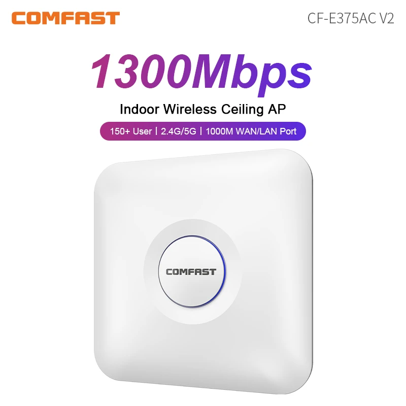 

COMFAST Gigabit Wireless Access Point 2.4G&5GHz 1300Mbps Ceiling AP Wave2 WiFi Router/Extender Indoor WiFi Cover Openwrt ddwrt