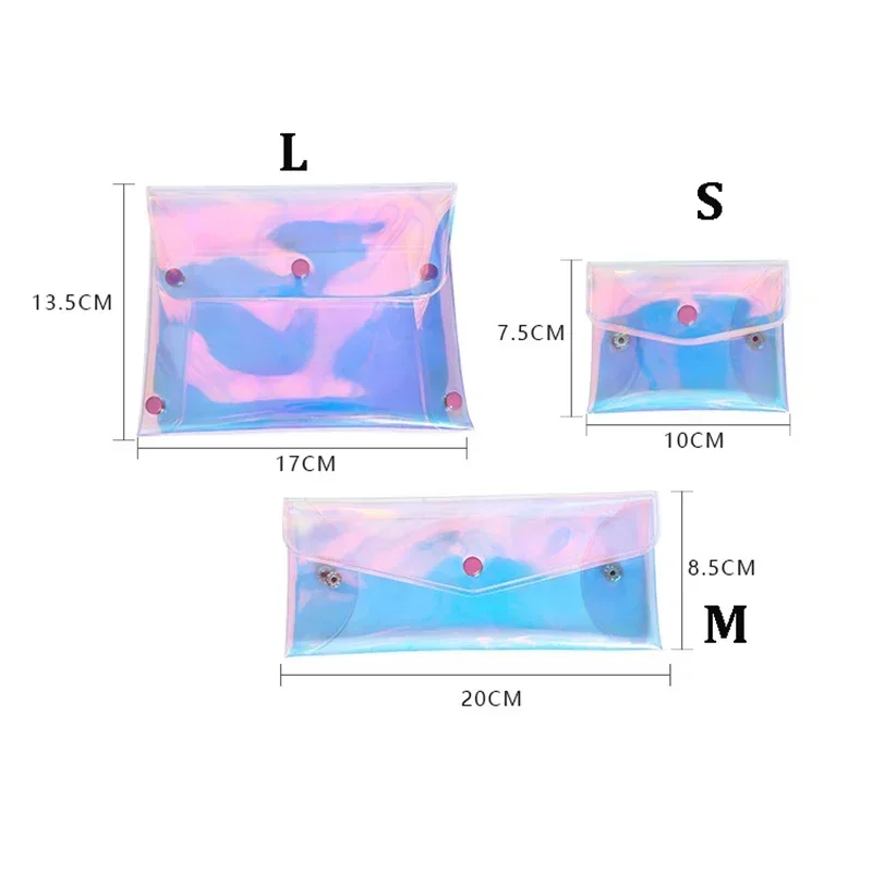 Etya-carteira de moedas transparente feminina, porta-cartão laser pvc, estojo para cosméticos, bolsa de mão com zíper