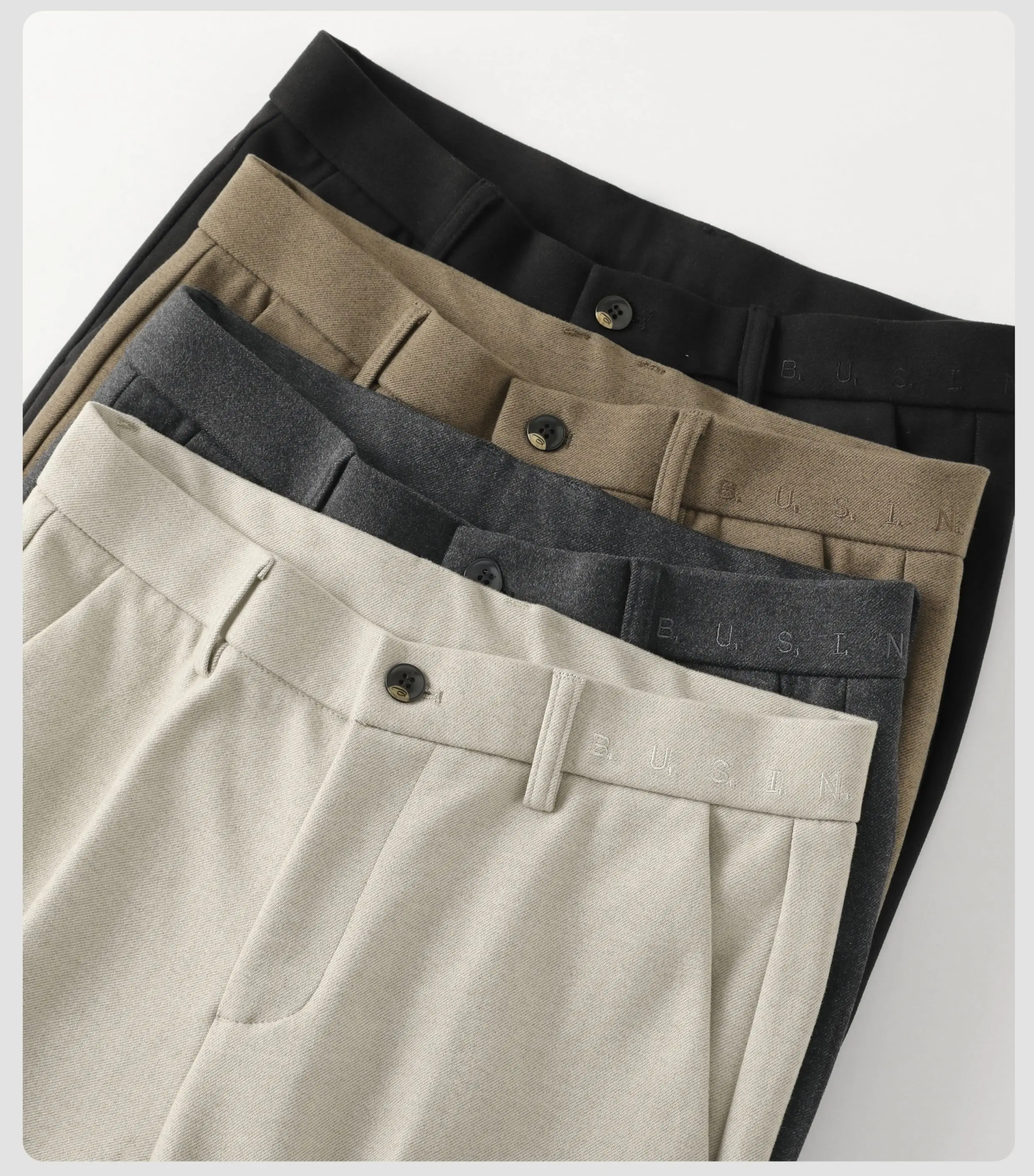 

Autumn Winter New Men's Thick Pants Fashion Casual Slim Straight Drape Classic Business Woolen Cloth Formal Male Trousers