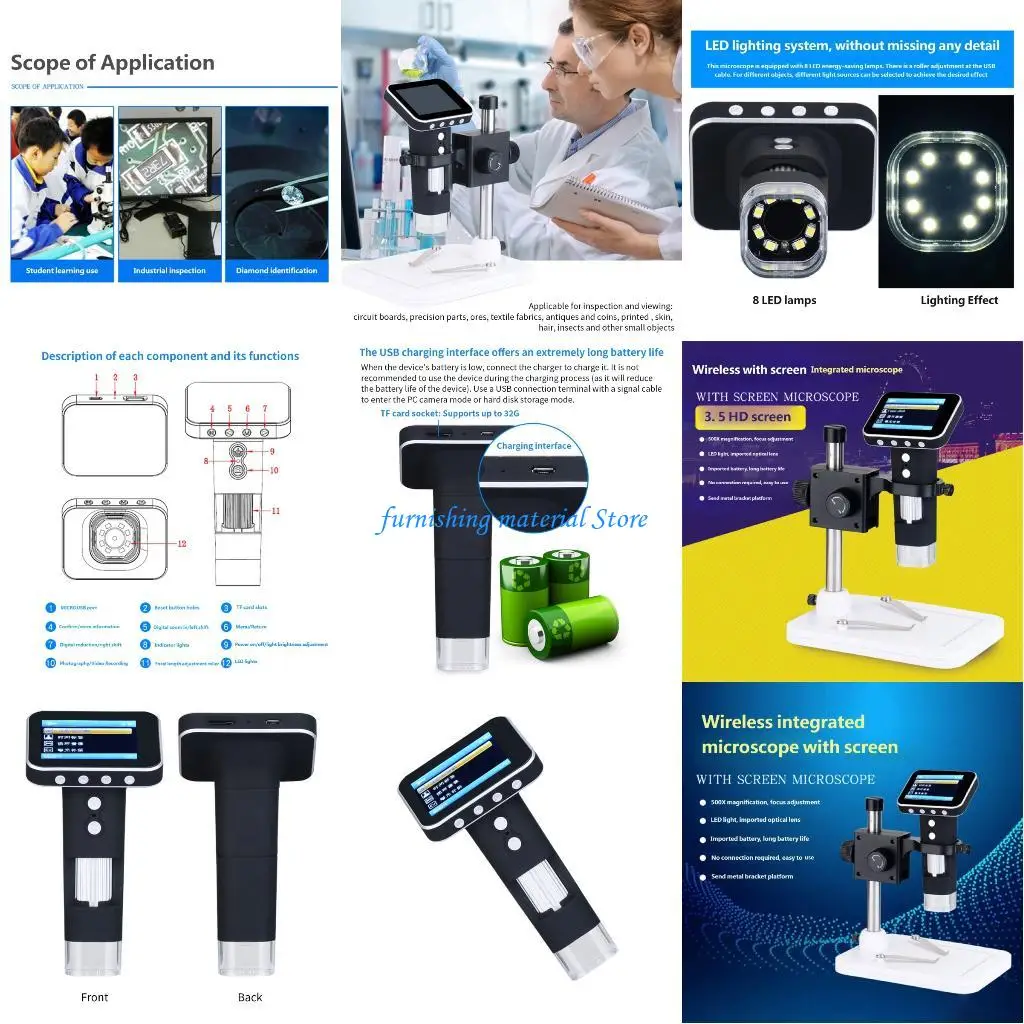 

Y5GD Educational Science Handheld Microscope for Kids Portable 500X Magnification