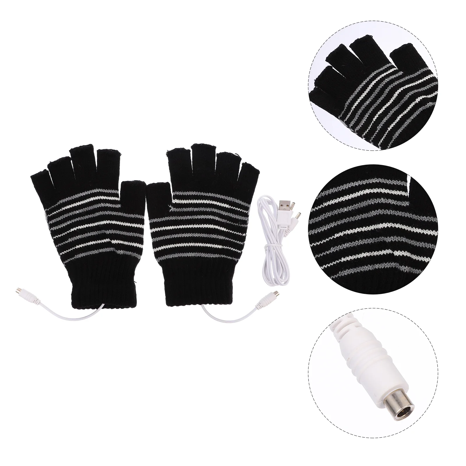 

USB Heated Gloves for Women Rechargeable Wool Knitted Mitten Unisex Winter Thermal Fingerless