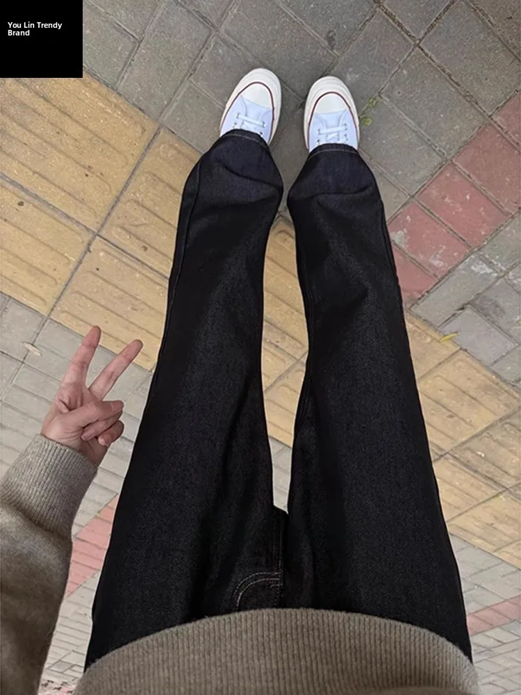 

Cleanfit Men's Fce Lined Denim Jeans High Waist Straight Leg Vintage American Sle Long Legging Effect Casual Comfortable