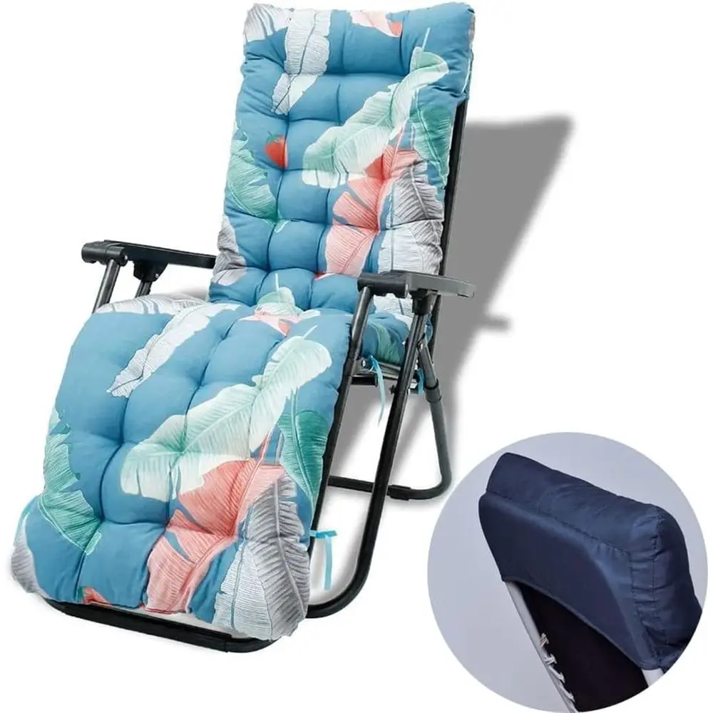 67 Outdoor High Back Rocking Chair Cushion with Ties, Non-Slip, Printed Lounger Cushion Cover