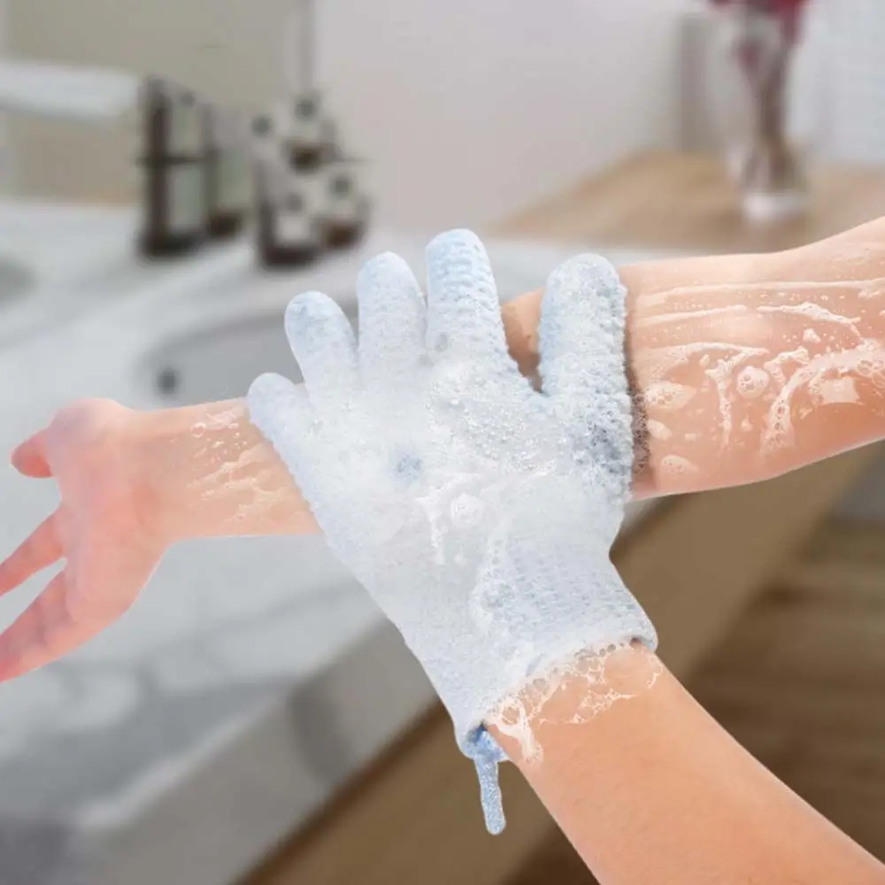 Spazzola per il corpo in schiuma SPA su due lati Accessori per il bagno Spugna per massaggio corpo Guanti da doccia Guanti da bagno a cinque dita Guanti per scrub