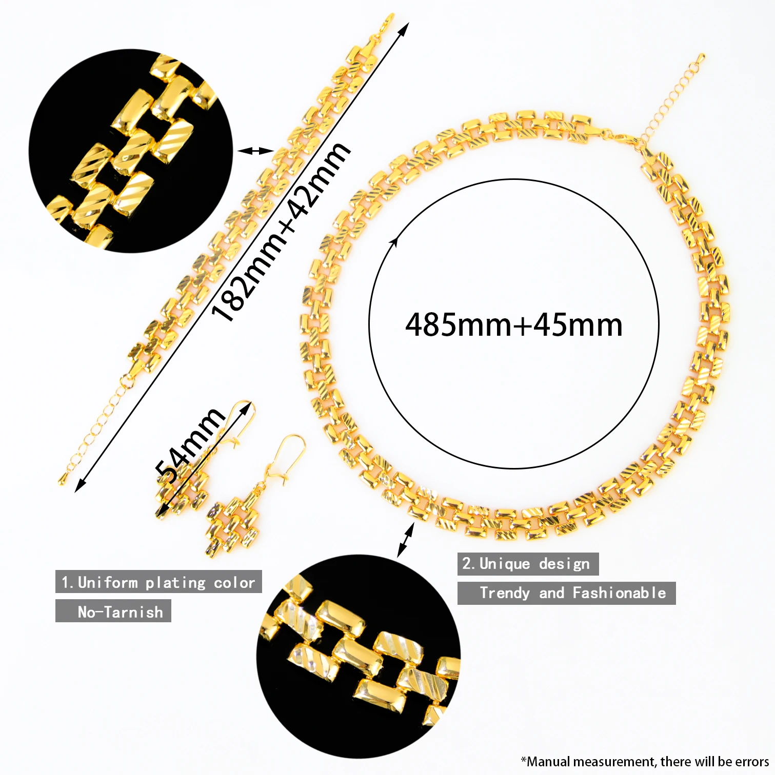 Äthiopisches Brautschmuck-Set, 24k vergoldet, hochwertige Halskette, Armband, Ohrringe, arabischer Schmuck für Damen, für Veranstaltungen und Partys – Detail 4