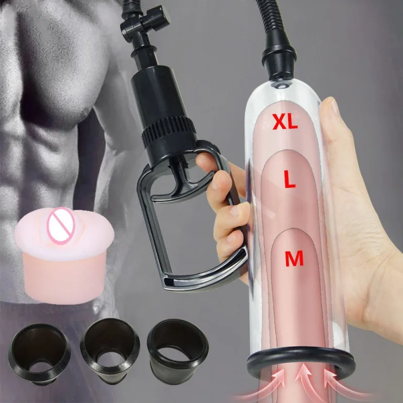 Male Penis Pump Manual Penis Enlarger Enhancement Erection SexToys for Man Vacuum Pump Big Dick Trainer Male Lasting Masturbator