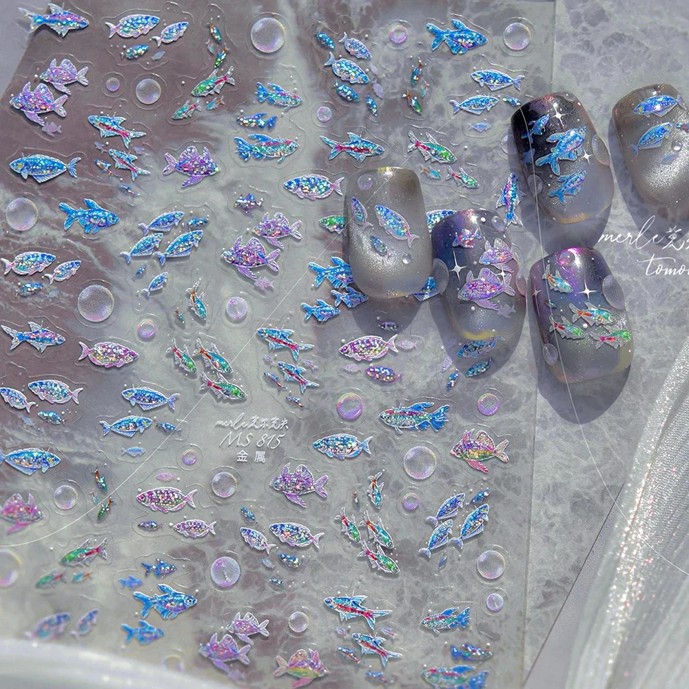 Woreczek rozgwiazda karp złota rybka meduza bąbelki wody konik morski ocean rozgwiazda wieloryb samoprzylepne naklejki do paznokci Manicure naklejki