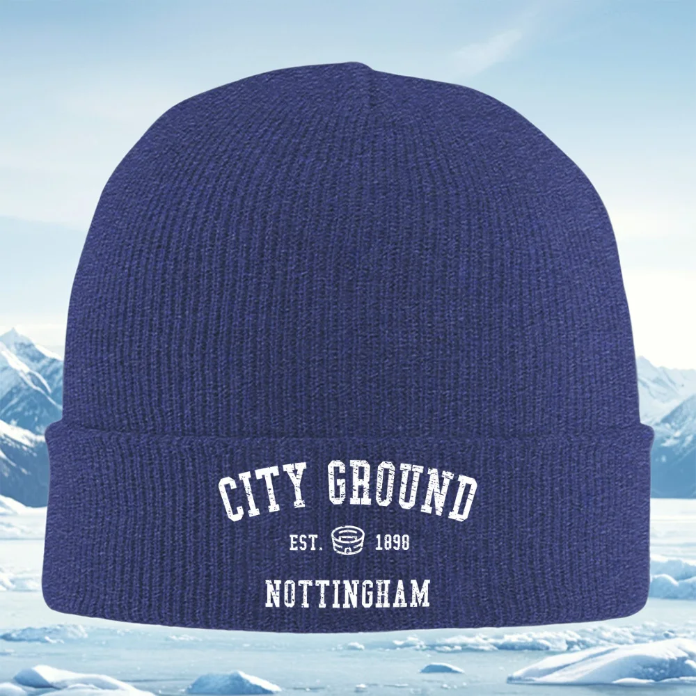 أرض المدينة EST. 1898 NOTTINGHAM شعار الرجال النساء للجنسين محبوك قبعة قبعة صوفية قبعة الشتاء الحرارية الدافئة عيد الميلاد في الهواء الطلق Cyc