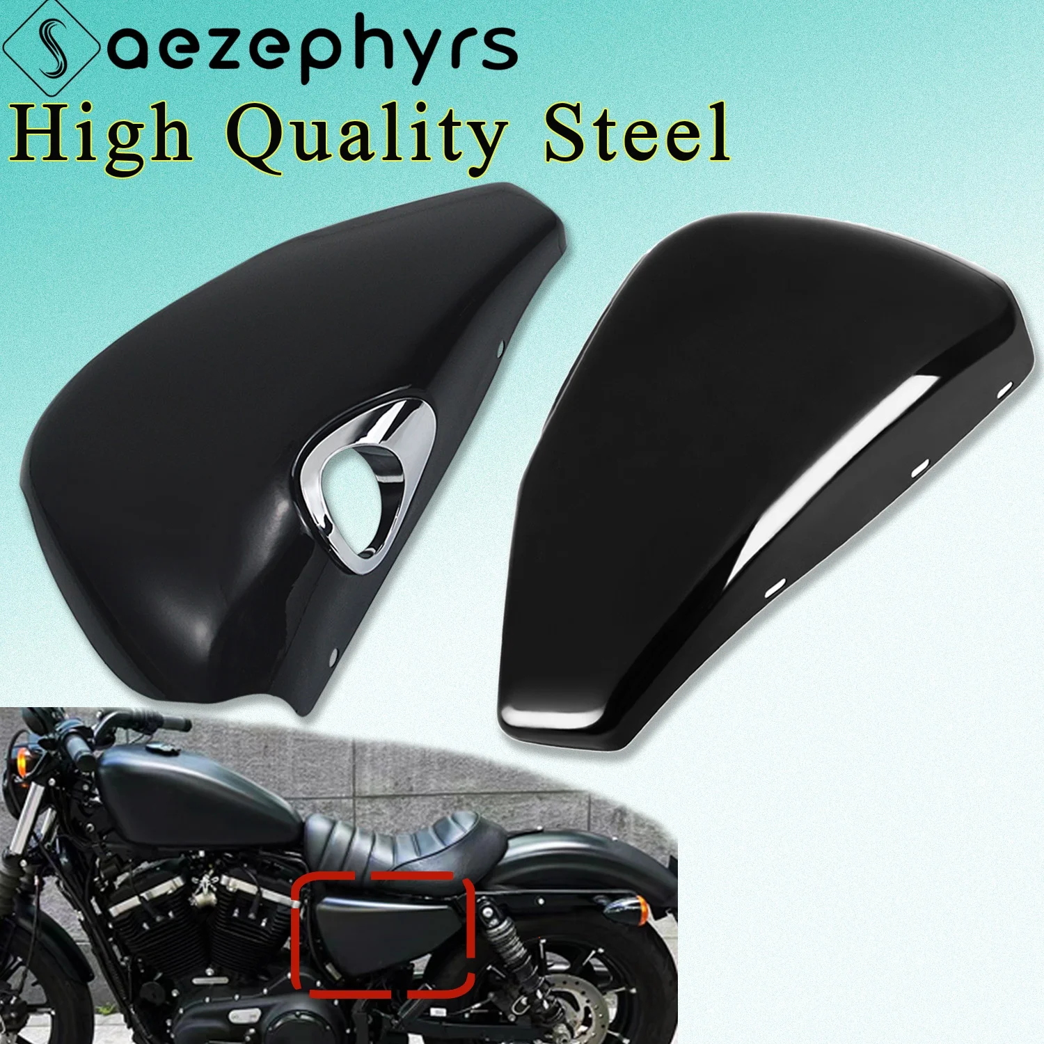 

Motorcycle Side Battery Fairing Cover Left Right Guard steel For Harley Sportster XL883 1200 Iron Forty Eight Roadster 2004-2013
