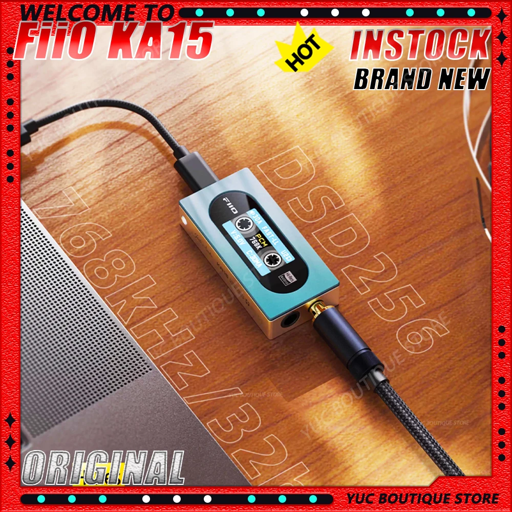 NEW FiiO KA15 Portable USB DAC Headphone Amplifier USB Dongle With 3.5mm And 4.4mm Headphone Output
