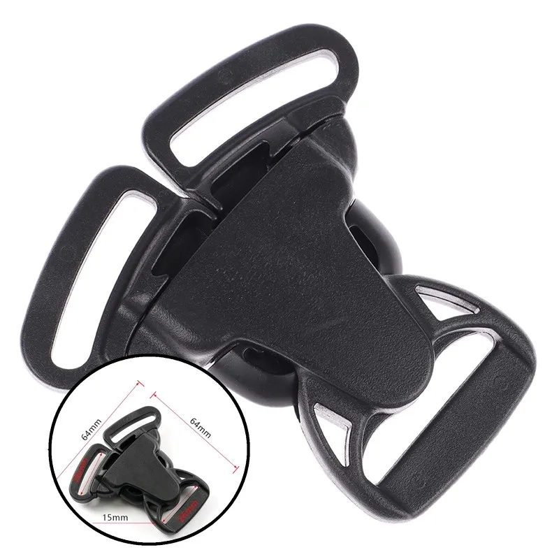 2pcs 3 Way Three Point Side Release Buckle Quick Plastic Black Carrier Accessory Car Seat Bag Webbing Backpack Parts