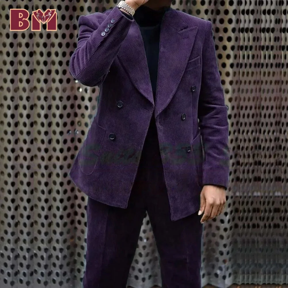 Radiant Velvet Double Breasted Men Suits - High-End Quality Fashion 2 PCS Jacket & Pants - Chic Groom 2025 Wedding Slim Fit Suit