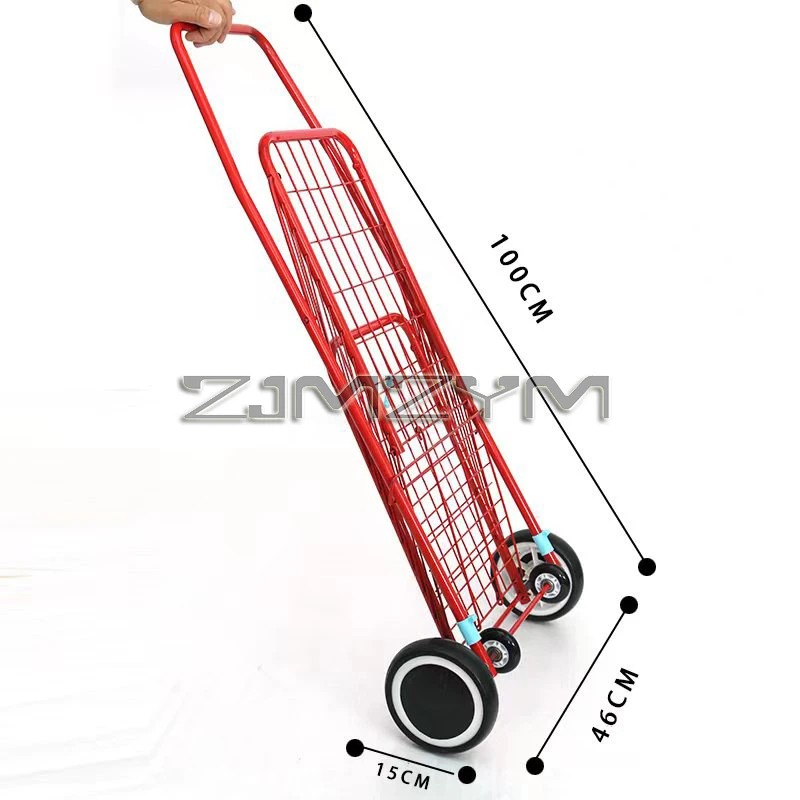 Stair Climbing Shopping Cart Grocery Trolley with Wheels Foldable Trailer Luggage Handcart Portable Vegetable Organizer Carts