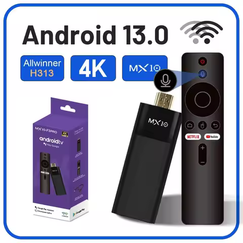 4K Stick TV MX10 F3PRO Allwinner H313 Mali-G31 Android 13 OS Wi-Fi6 Dual-Band 2.4G+5G+BT5.4 Built-In TV Box Console