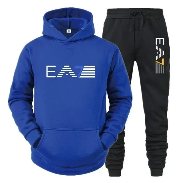 2026 New Autumn and Winter Men's and Women's Hooded Sweatshirt + Pants 2-piece Set, Fashionable Outdoor Casual Men's Sportswear