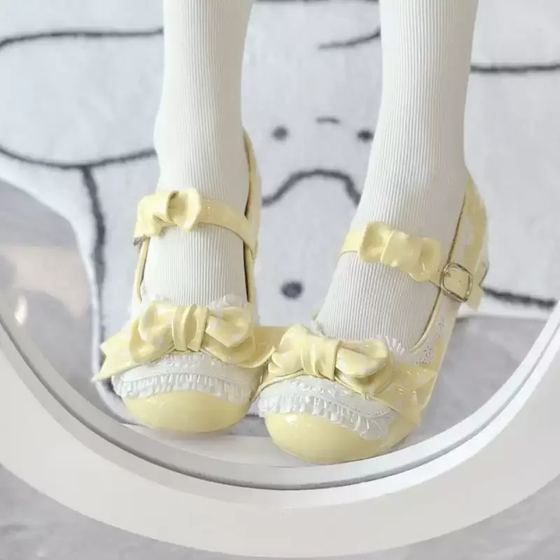 Sweet Design Lolita Mary Jane Shoes Women Cute Low Heel Flat Leather Shoes Authentic Lo Style Kawaii Single Shoes for Girls New