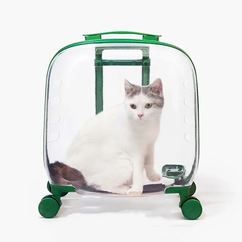 Pet Stroller Cat out Portable Trolley Case Small Dog out Luggage Multi-Cat Large Transparent Schoolbag