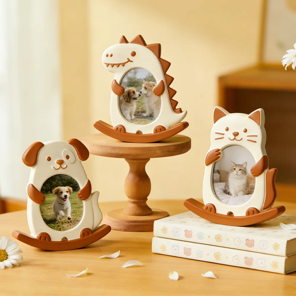 

Seesaw Animal Photo Frame Silicone Mold Cat Dog Dinosaur 3D Resin Plaster Mold for DIY Cute Desk Decor and Craft Home Decor