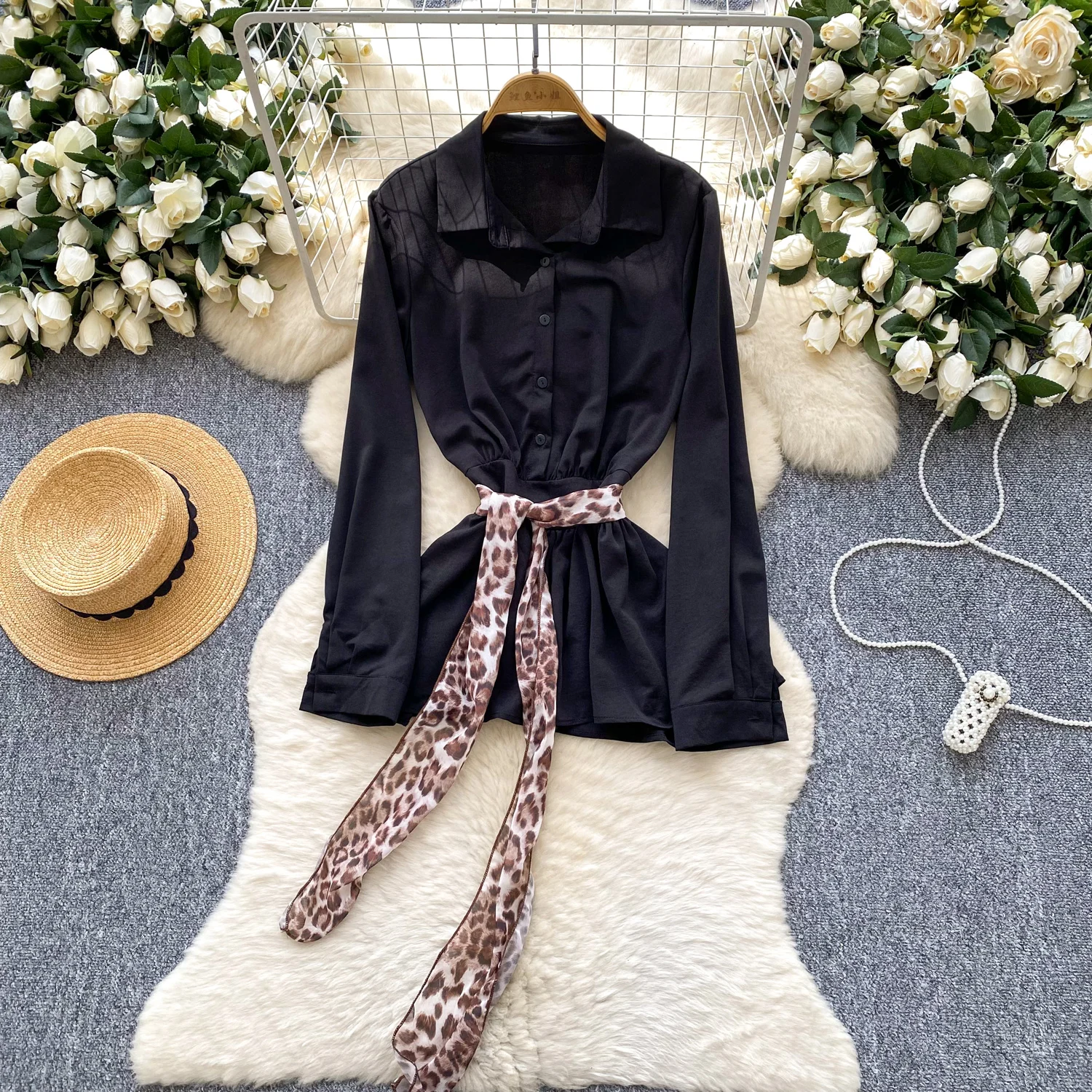 Chic vintage  turn-down collar solid bodycon long sleeve Elegant Fairy korean fashion Boho Sundress women mini dress