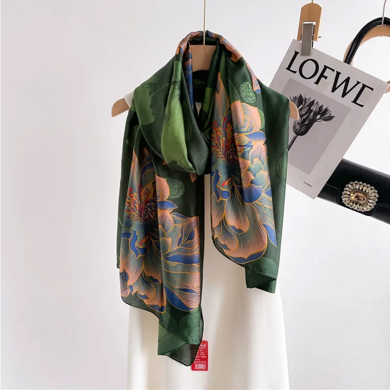 

High-Grade Long Scarf 90*180 Spring and Summer Women's Artificial Outer Shawl Printed Lengthened Decorative Square Beach