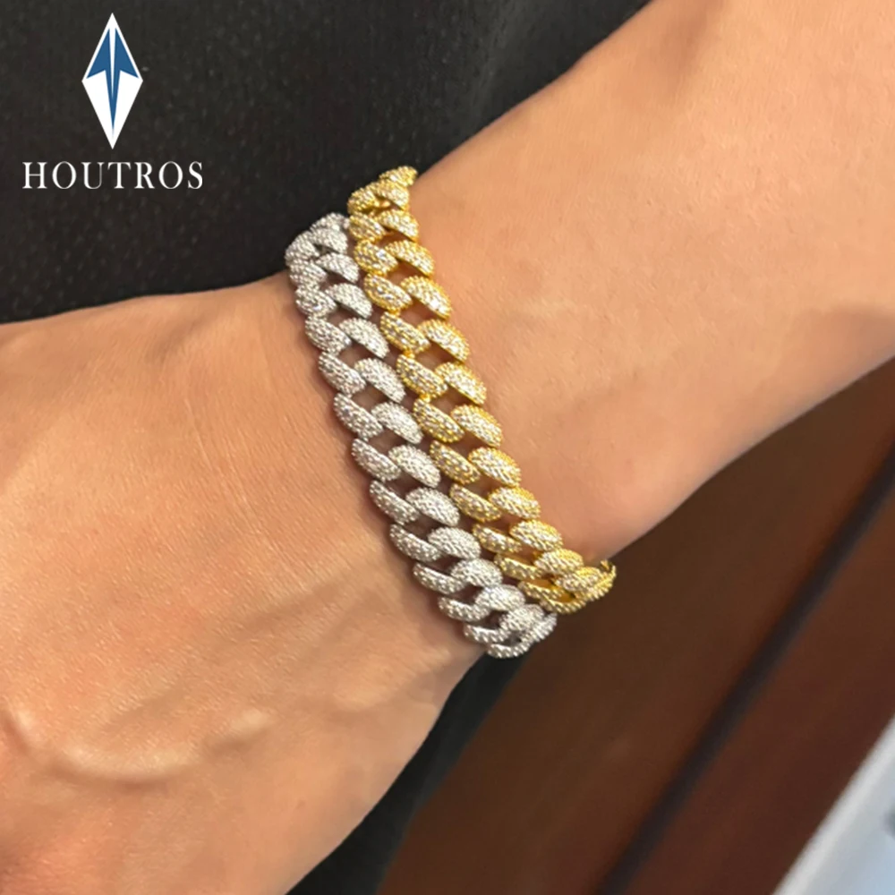 

925 Sterling Silver Full Moissanite Cuban Bracelet for Men Women Sparkling Passes Diamond Tester Bracelets Hip Hop Chain Jewelry