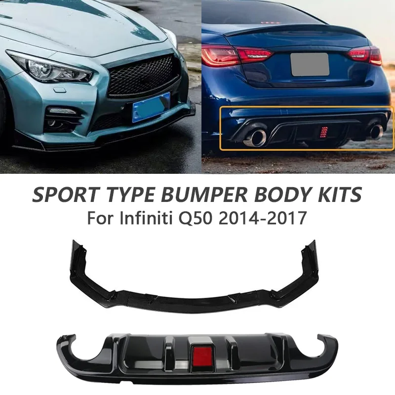 

Body Kits Bumper Lip Diffuser Spoiler For Infinit Q50 2014-2017 Body Kits Tuning Accessories Gloss Black For Infinit accessories