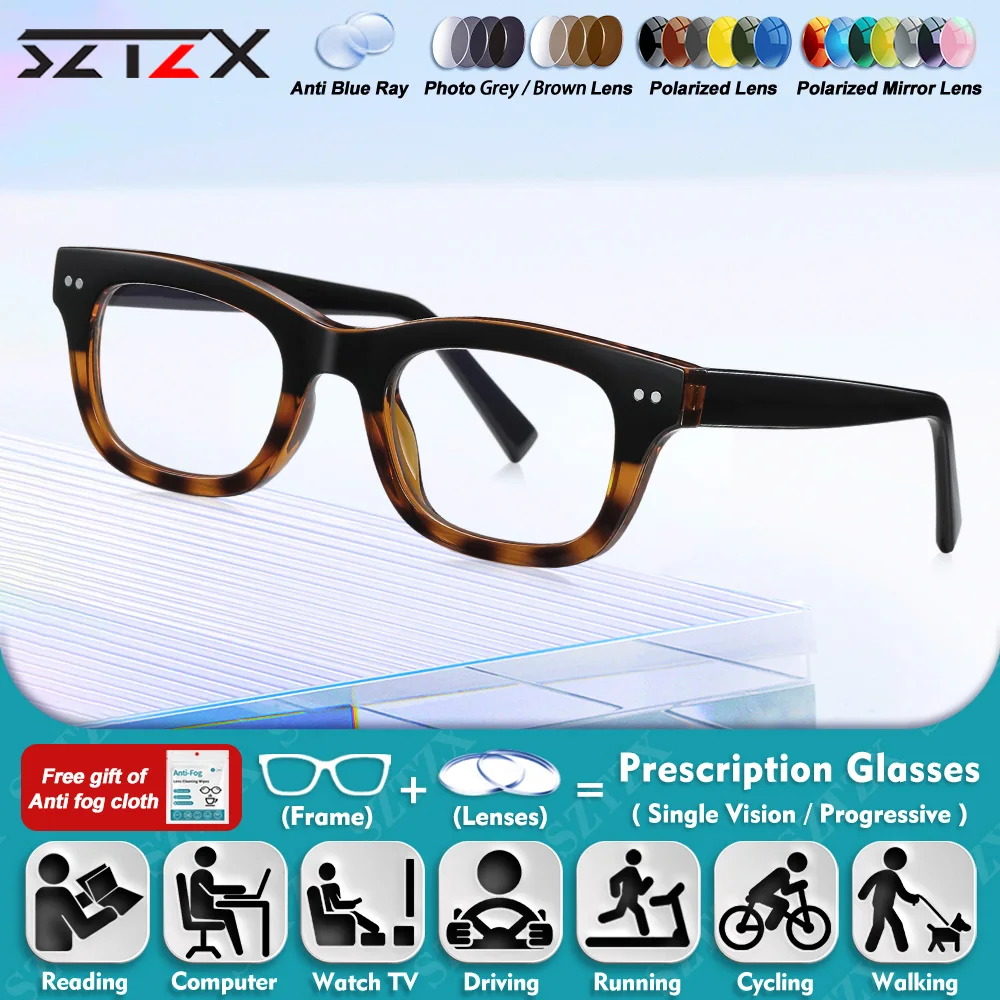 

SZTZX High Quality Business Men Myopia Photochromic Reading Glasses Small Frame Anti Blue Ray Progressive Prescription Eyeware