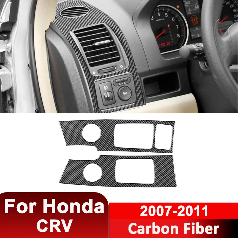 

For Honda CRV 2007-2011 Carbon Fiber Car Left Right Air Outlet Vent Panel Trim Frame Decorative Sticker Interior Accessories