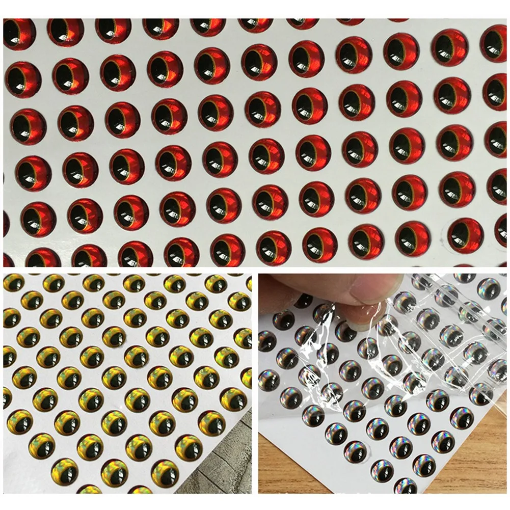 300pcs 3/4/5/6mm Snake Pupil Red 3D Holographic Fishing Lure Eyes Fly Tying DIY Fishing Gear Lure Eyes Accessories