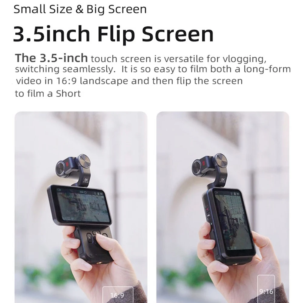 696 Handheld Rotating Screen Camera Video Recording 5K Ultra HD 3-Axis Stabilization IR Infrared Night Vision Face Follow Camera