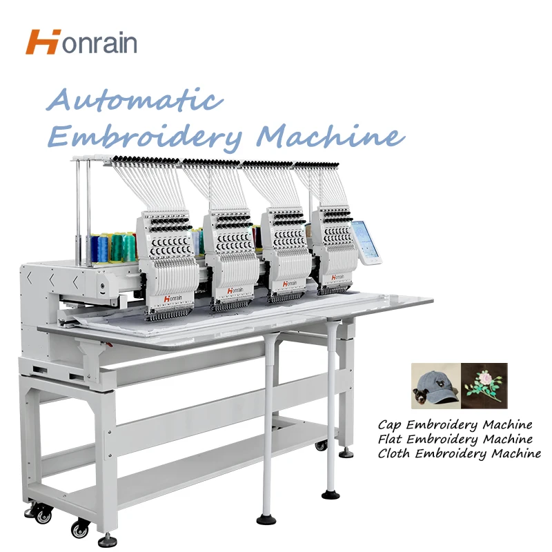 Four Heads Automatic 12/15 Needles Embroidery Computer Machine 1000RPM Speed Flat Digital Embroidery Machine for Industrial Use
